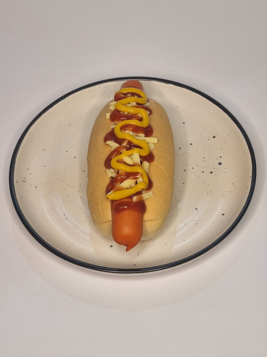 Hotdog - Cheese, Mustard and Tomato Sauce